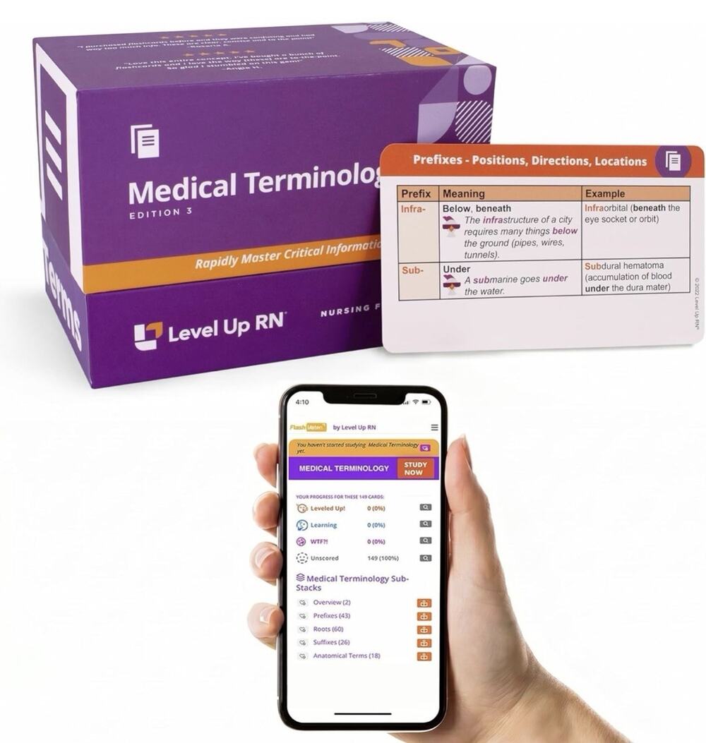 Level Up RN Medical Terminology Nursing Flashcards 3rd Ed & Digital Test Prep